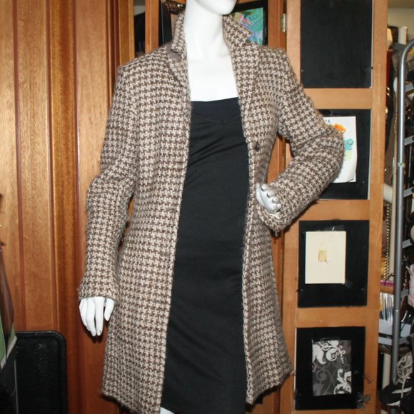 Brooks Brothers Wool Silk Houndstooth Boucle Car Coat Jacket - Picture 7 of 11